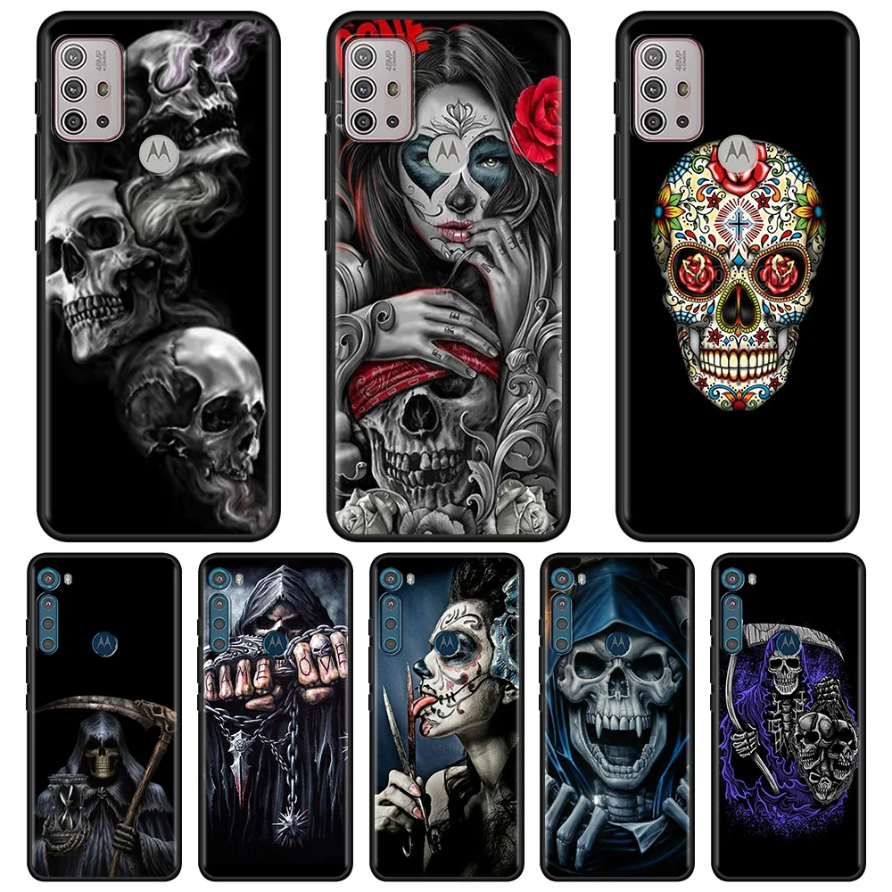 

Horrible Skull Skeleton For MOTOROLA One Fusion Case for Moto G10 G9 G8 Plus Play Power One G20 G30 G40 G50 G60 Edge 20 Shell