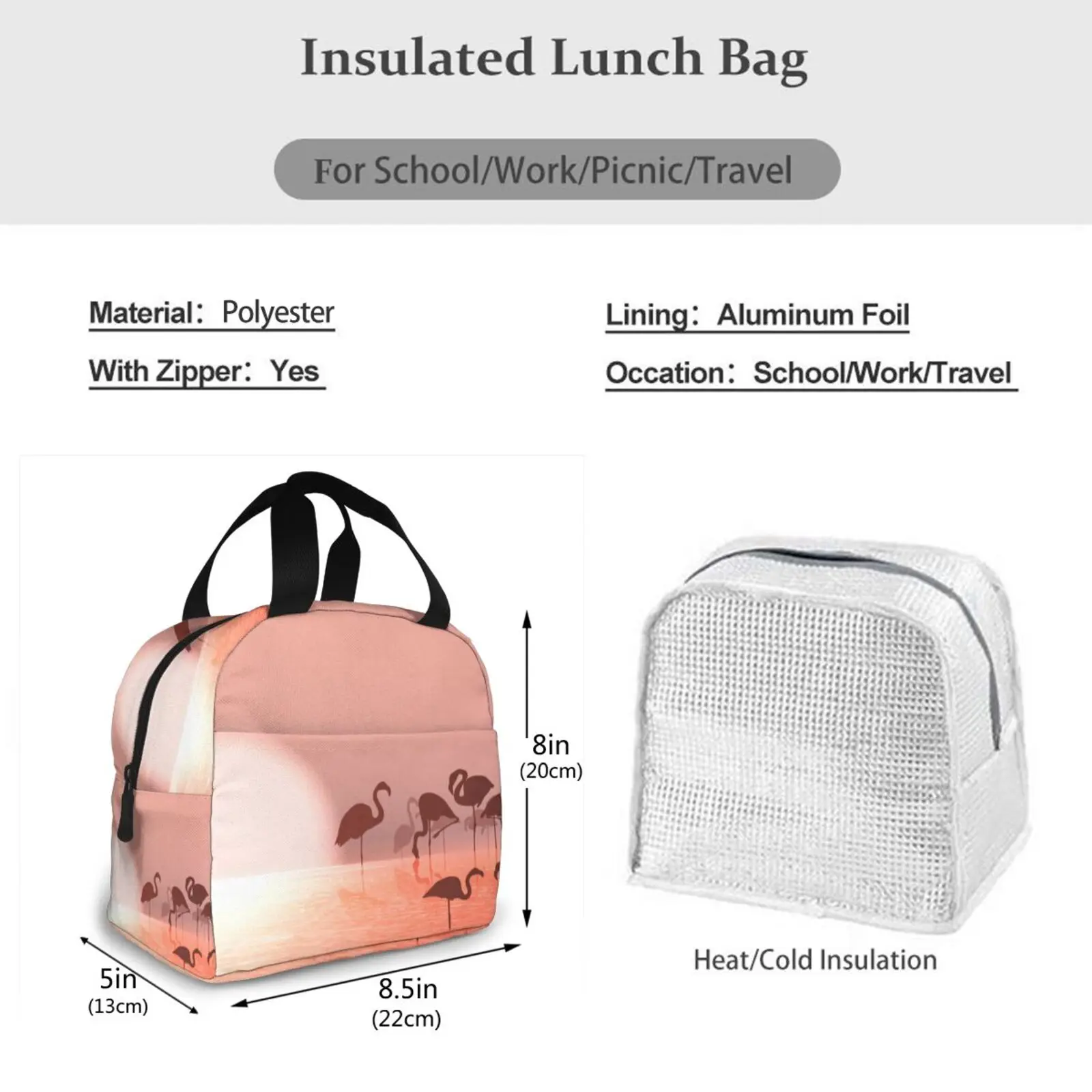 

Fashion Print Portable Insulated Canvas Lunch Bag Cooler Lunch Box Bag Tote Thermal Food Picnic Lunch Bags for Women Kids