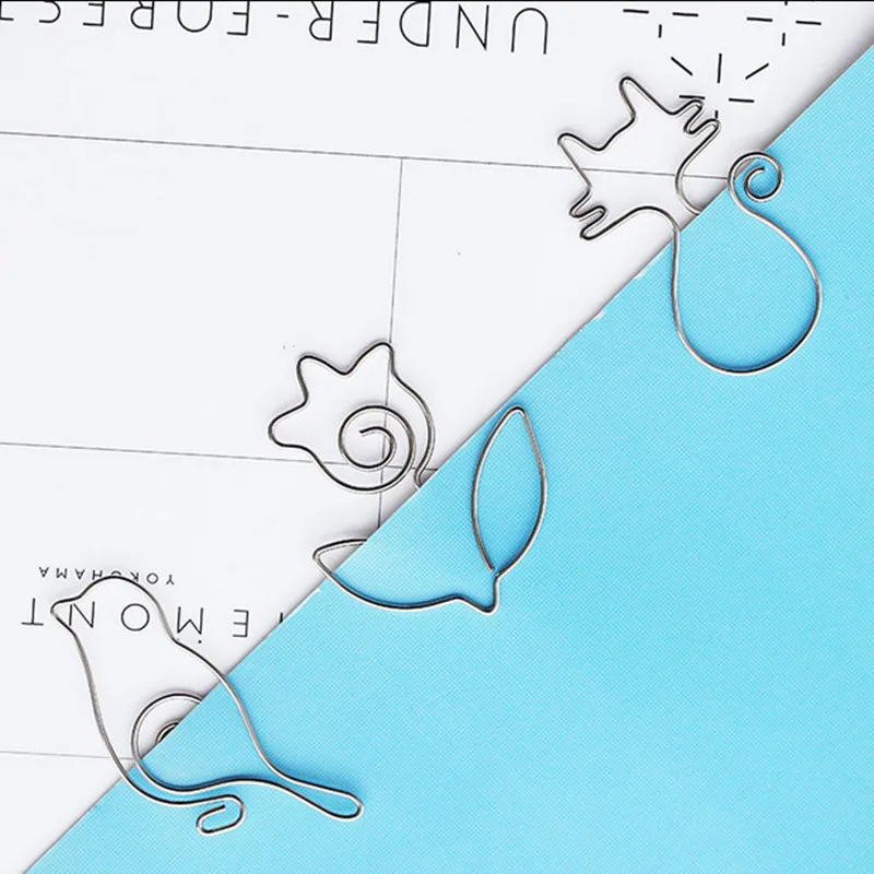 

3 Pcs Cartoon Animal Cat Bird Flowers Shape Paper Clip Material Escolar Bookmarks for Books Stationery School Supplies