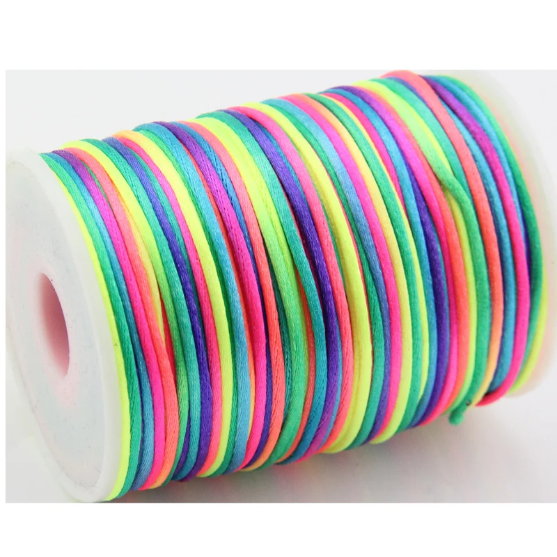 Атласный шнур для плетения макраме Радуга 2 мм 10 ярдов Нейлоновый с китайским