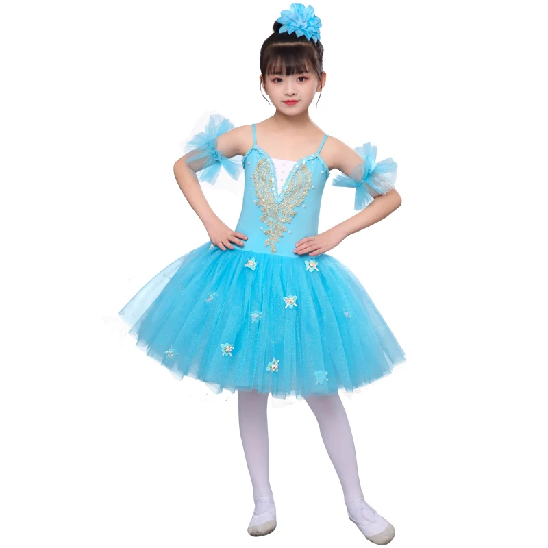 

Girl Ballet Dress Lake Swan Tutu Ballet Women Dance Dress Blue Lace Ballerina Diamond Adult Ballet Tutu Performance Costume