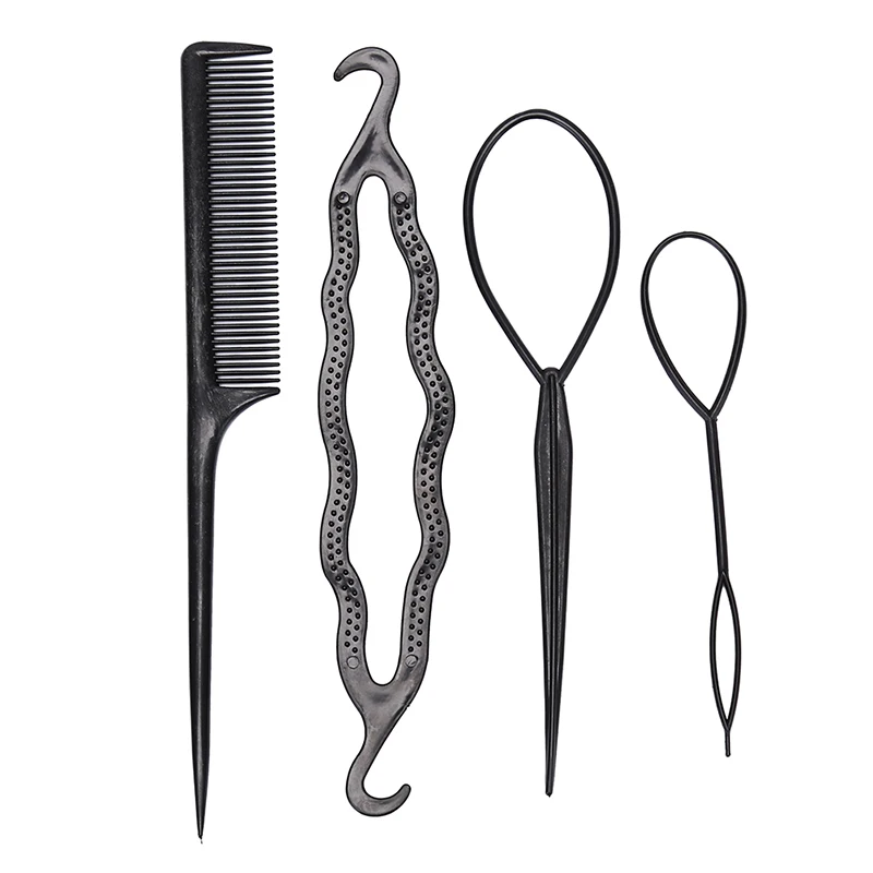 

4pcs Hairstyle Devices Hair Styling Accessories Set Braiders Hair Pin Bun Roller Maker Hair Braiding Twist Curler Styling Tool