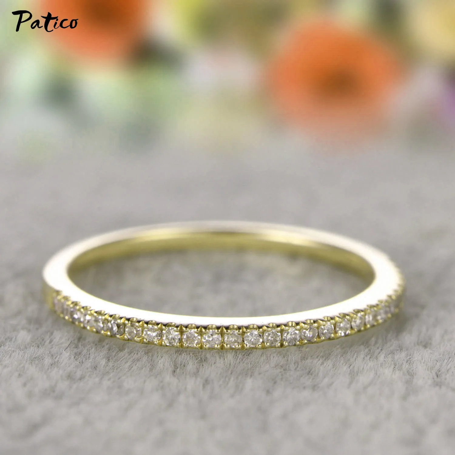 

Anniversary Party Women 925 Sterling Silver Jewelry Micro Pave CZ Zircon Crystal Wedding Band Eternity Ring Rose Gold Color