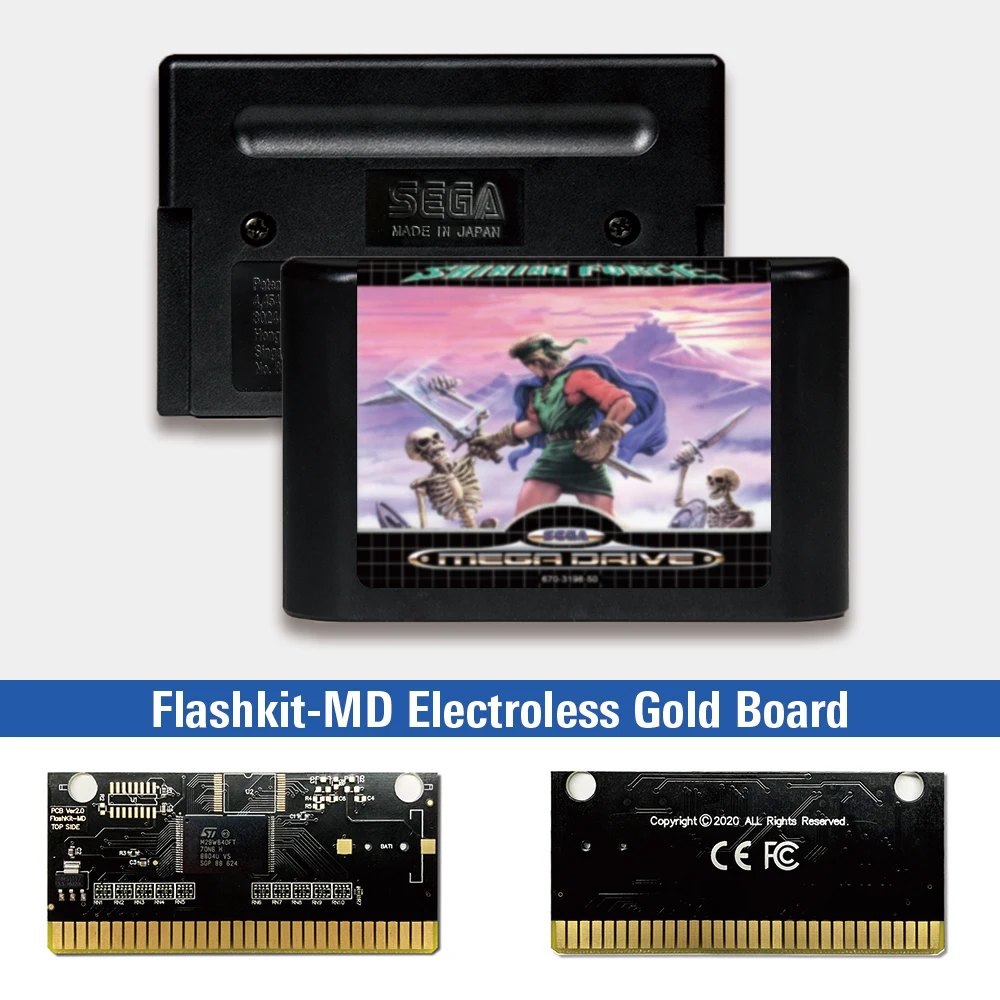 

Shining Force - EUR Label Flashkit MD Electroless Gold PCB Card for Sega Genesis Megadrive Video Game Console