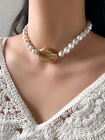 stillgirl one piece vintage gold shell pearl necklace for women kpop boho aesthetic choker geometric female emo fashion jewelry
