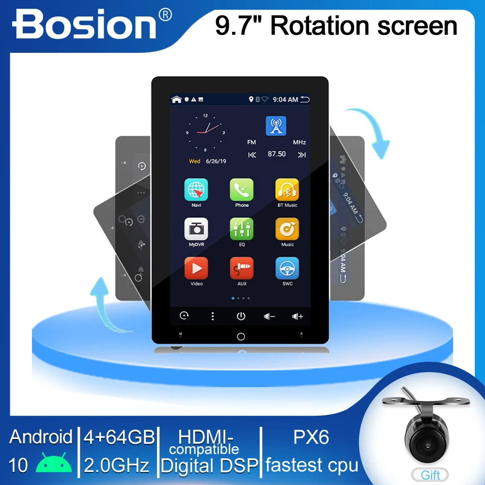 

Bosion PX6 DSP for Tesla Style rotation screen Universal Android 10 Car radio GPS Player Radio Car Stereo GPS 4G RAM 64G ROM