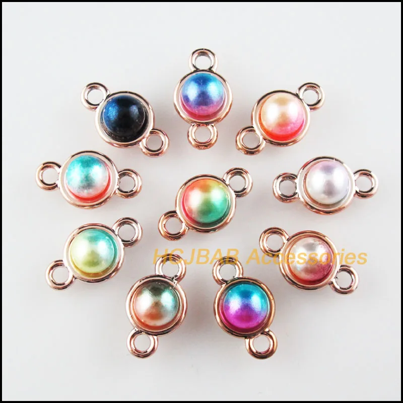 

30Pcs KC Gold Plated Round Smooth Colored Acrylic Charms Connectors 11x19.5mm