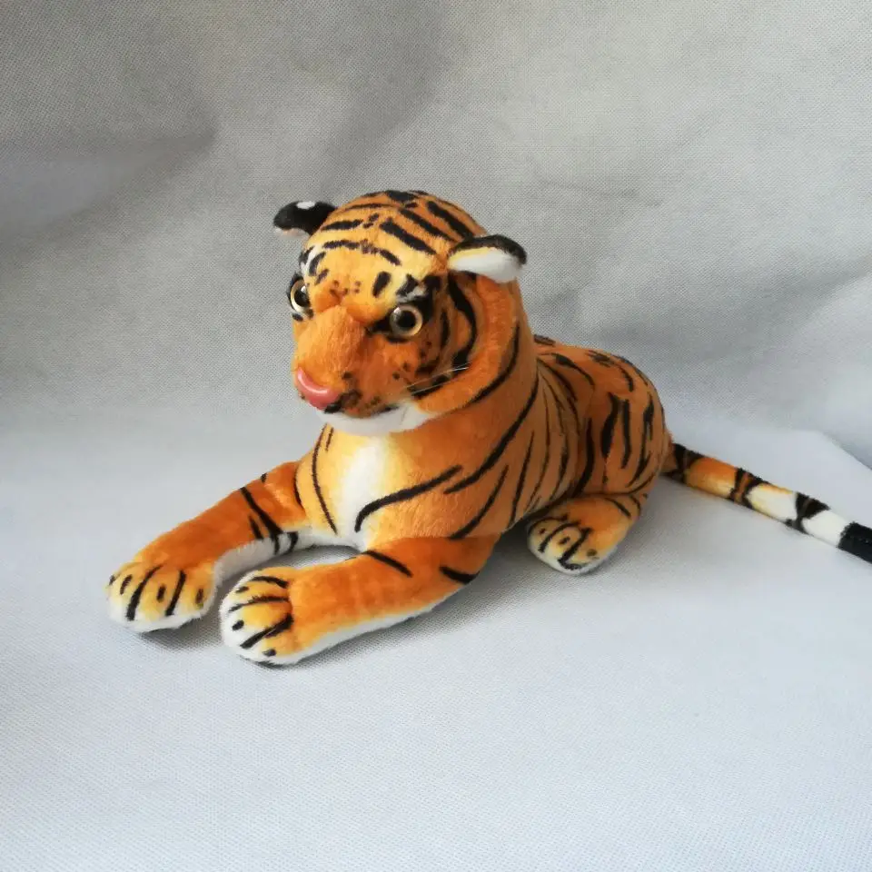 

small plush yellow tiger toy cute real life tiger doll birthday gift about 30cm xf2943