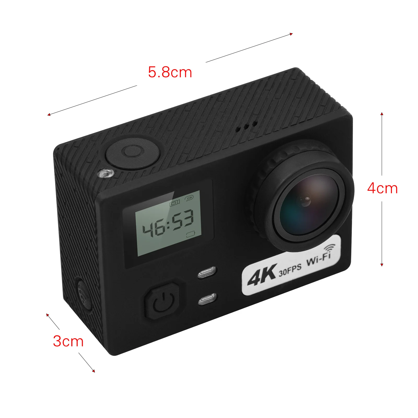 Купить Миниатюрная экшн-камера с Wi-Fi, 4K, 30 м, 30 кадров в секунду, ультраширокий угол обзора 170 °, память 64 ГБ, дистанционный затвор, встроенный аккумул...