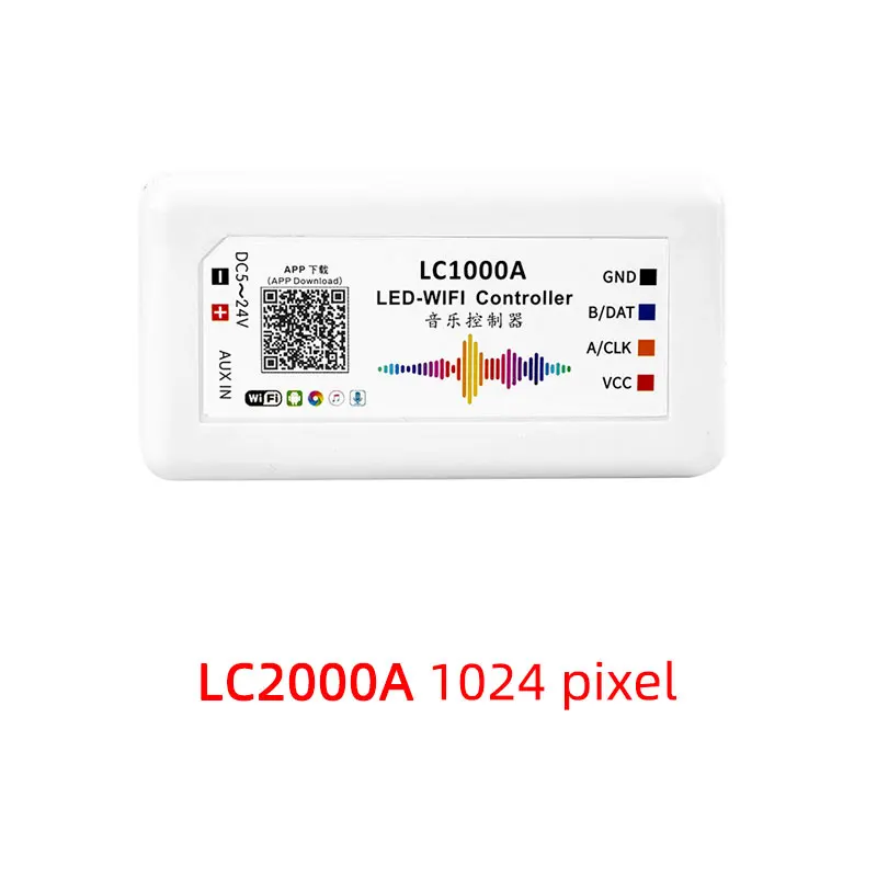 LC2000A LC2000A/B Wi-Fi музыкальный SPI контроль светодиодный цифровой пиксельный светильник, светодиодный контроллер экрана 1024-2048 пикселей, со встроенным микрофоном - Цвет: LC2000A