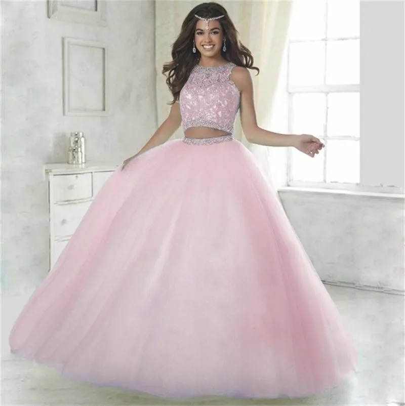 Зимние сапоги с роскошными кристаллами Quinceanera платья бальное платье из 2 частей с пайетками тюлевое платье, платье на выпускной, и фуршетов великолепные шестнадцать 16 платья vestidos de 15 anos - Цвет: 2