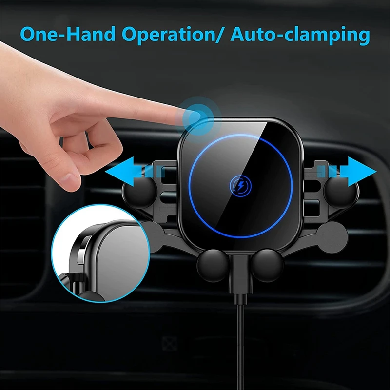 Беспроводное Автомобильное зарядное устройство 15 Вт автомобильное зажимное Qi