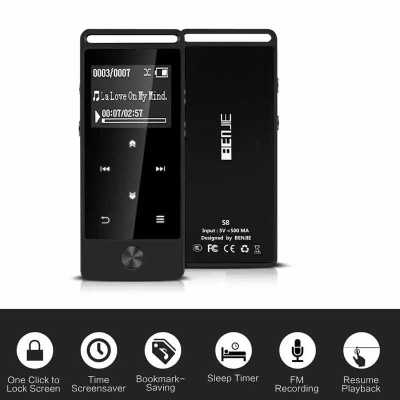 Bluetooth MP3 плеер Металлический музыкальный плеер без потерь сенсорный экран поддержка tf-карты до 64 Гб с fm-радио, запись, электронная книга