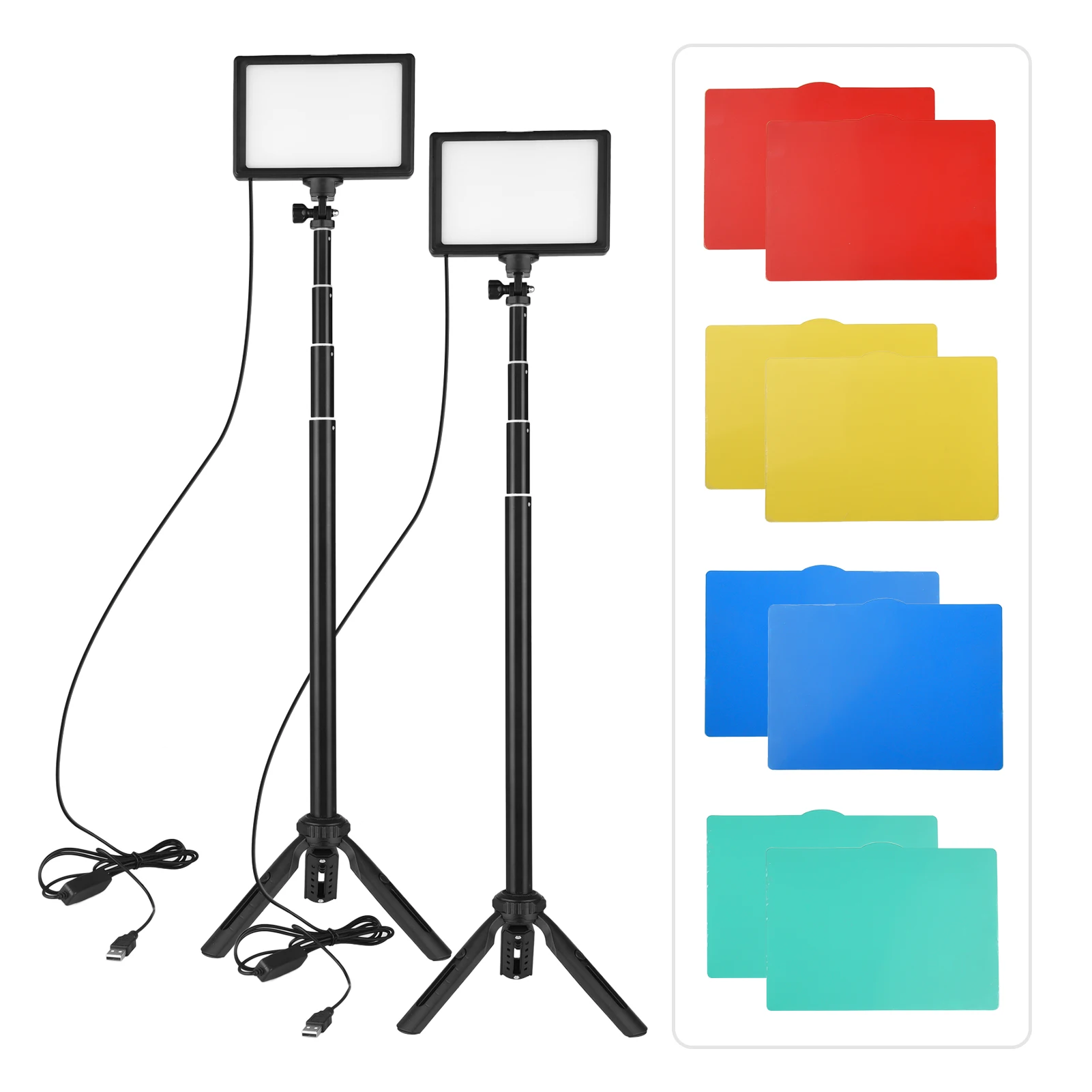 

2pcs USB LED Video Light Kit Photography Lighting 3200K-5600K 120pcs Beads 14-level Dimmable with 148cm/58in Tripod Stand