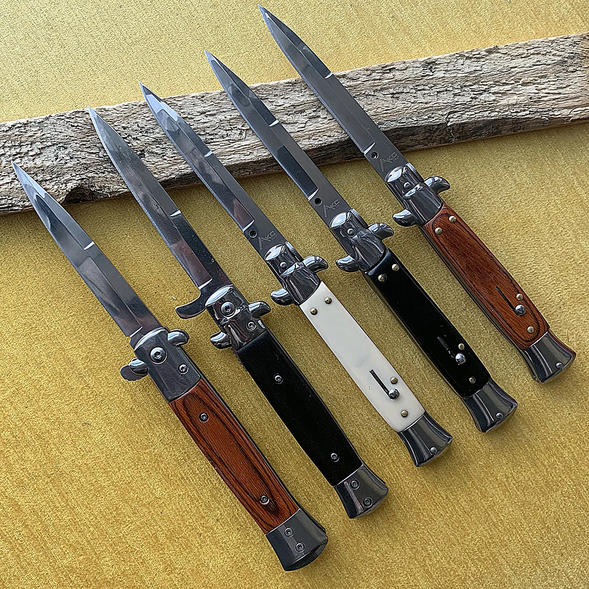 

Italian 11" Godfather Folding knife 440C Blade Acrylic Handle Pocket EDC Tool Army Camping Survival Tactical Quickly Open Knives