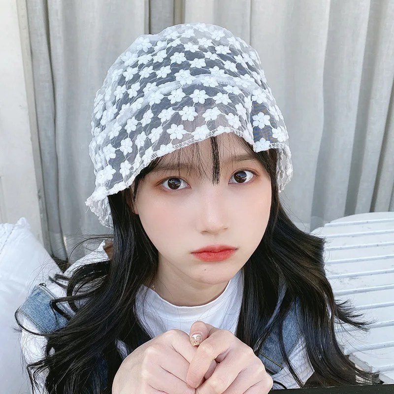 Hat female Korean version of the tide retro temperament lace sunscreen hat fisherman light net red breathab | Аксессуары для