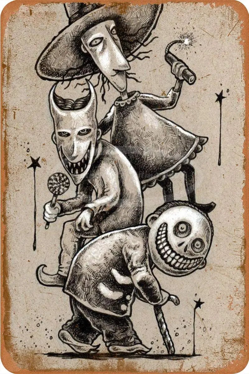 

Lock Shock and Barrel Nightmare Before Christmas Tin Retro Sign Vintage Poster Plaque Wall Decor for Bar Cafe Garden