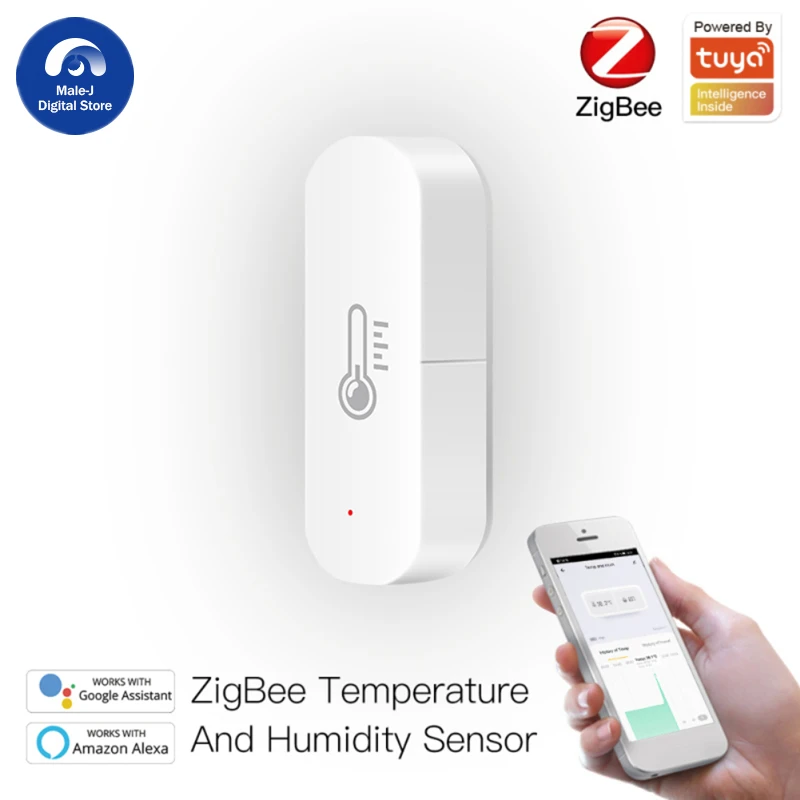

Умный датчик температуры и влажности Tuya ZigBee, термометр с питанием от аккумулятора, для системы безопасности дома, с поддержкой Alexa Google Home