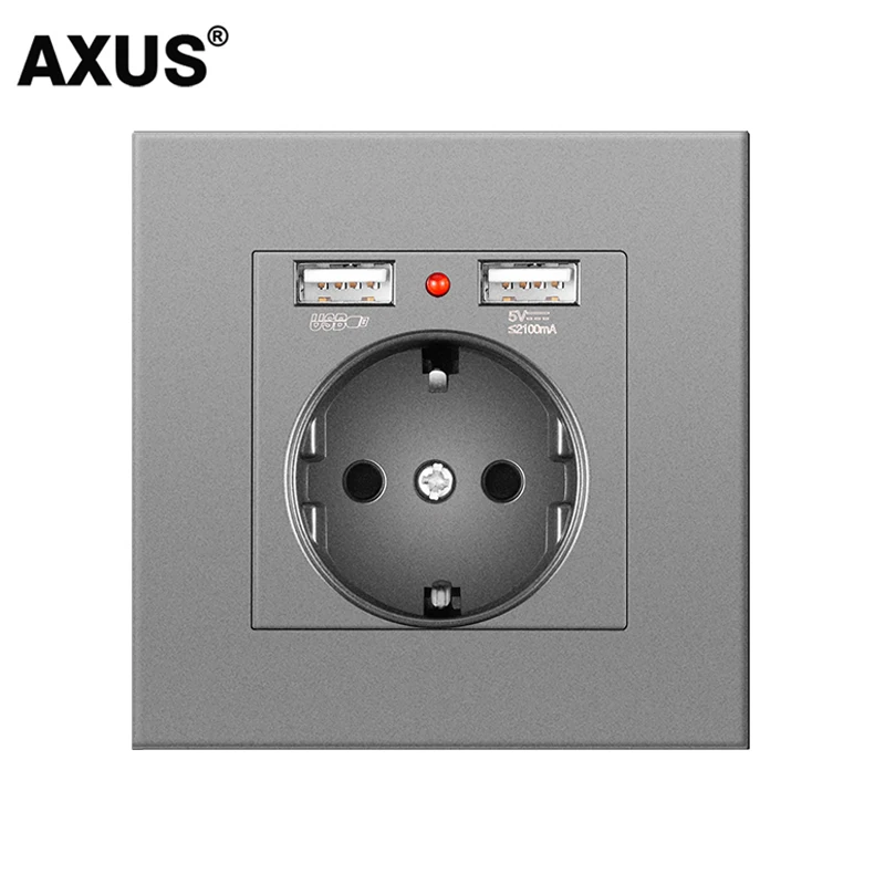 Розетка сетевая AXUS с двумя USB-портами 5 В 2 А со светодиодным индикатором |