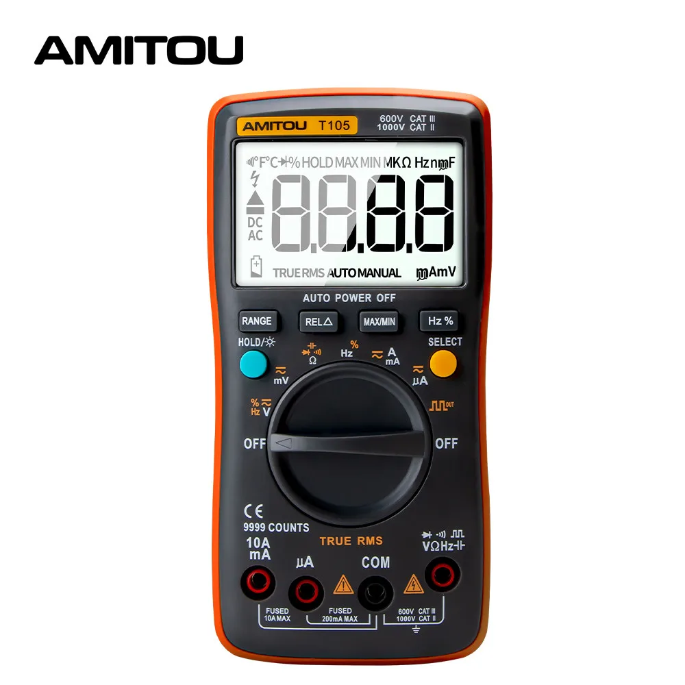 Цифровой мультиметр T105 с Умной защитой амперметр переменного/постоянного тока