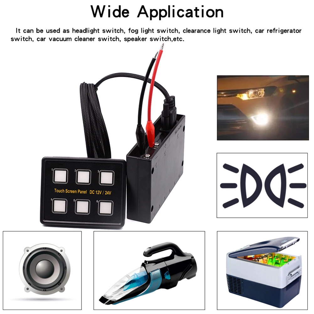 

Car Touch Switch 12-24V 6 Groups of Panel Touch Circuit Control Box for Car Hardware Flanges Accessories