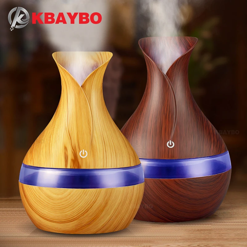 

KBAYBO 300ml USB electric Aroma Essential Oil Diffuser Ultrasonic Air Humidifier Wood Grain LED Lights aroma diffuser for home