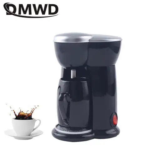 Автоматическая капельная кофемашина DMWD 140 мл, американская мини-кофеварка с одной чашкой для дома и офиса 110/220 В