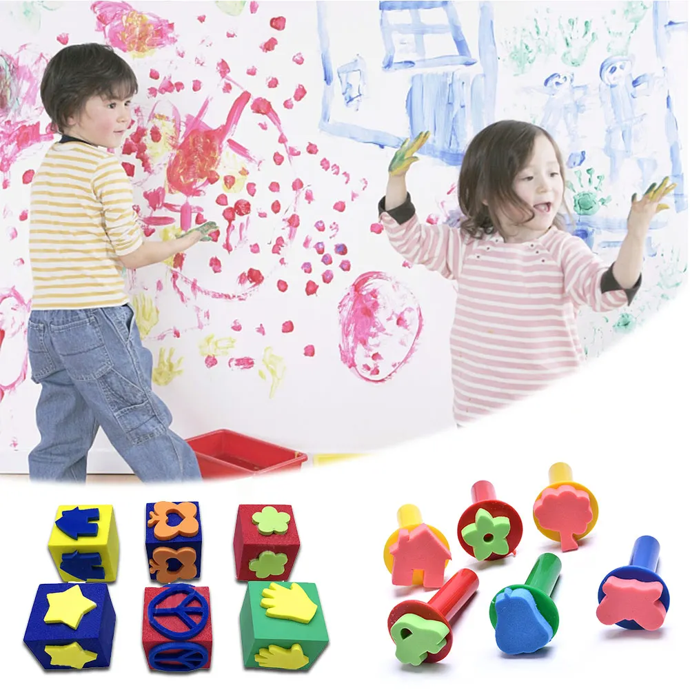 

EVA Seal Handle Seal Child Painting Art Tools DIY Supplies Colorful Square Cartoon Sponge Seal D50