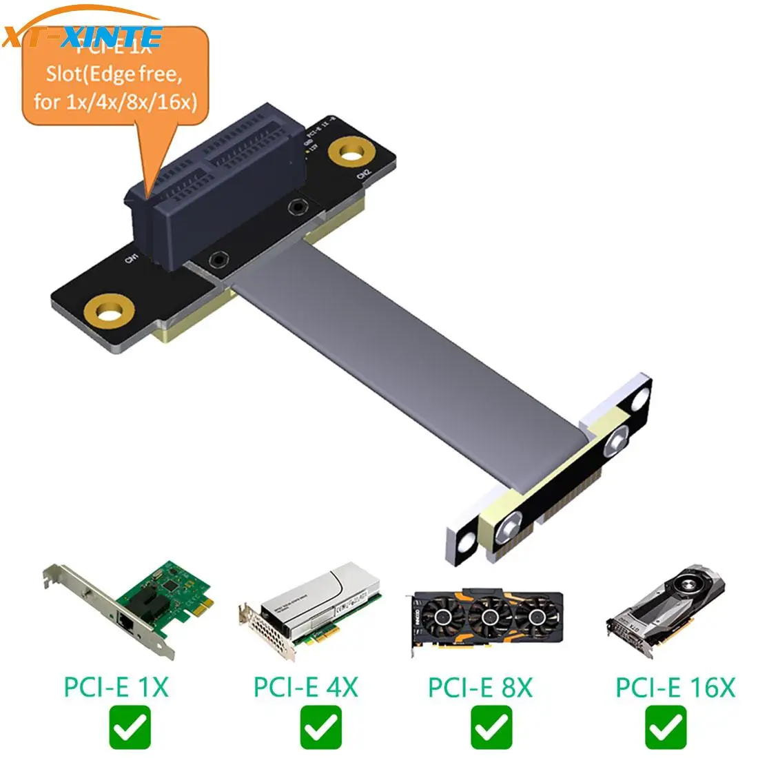 XT XINTE PCI E Express 36PIN 1X удлинитель позолоченный двойной вертикальный 90 градусов для 1U