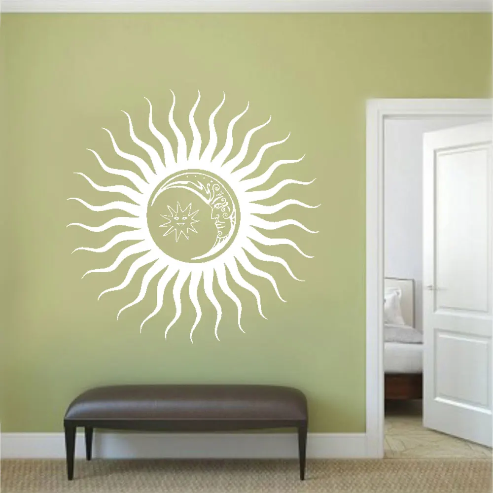 

Vinyl wall decals home living room bedroom decoration yin and yang symbol sun moon buddhist star day and night sticker DW12090
