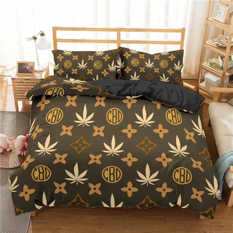 

Maple Leaf Duvet Cover Set Geometric Print Adults Bedding King Queen Size Bed Clothes 3D Bed Covers Single Double