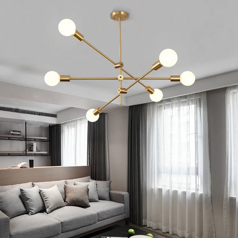

Molecular Chandelier Lights Rotatable Adjustment Luxury Brass Color Living Room Dining Room Bedroom Ins Magic Bean Wind Lamps