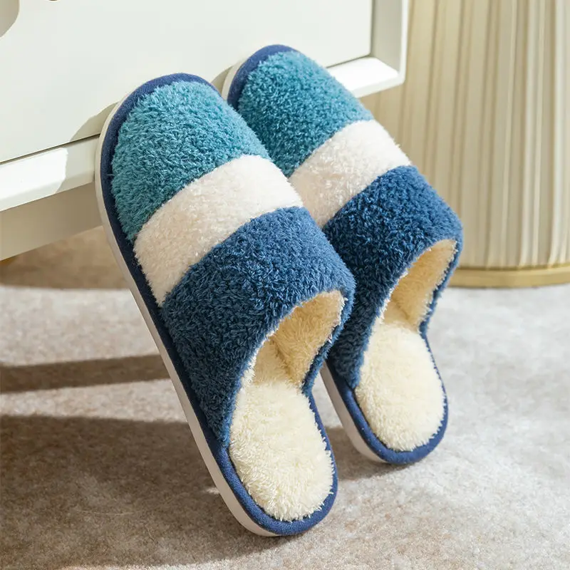 

Winter Warm Slippers Female Wooden Floor Drag Couples Home Korean Version Cute Student Dormitory Thick-soled Cotton Slippers