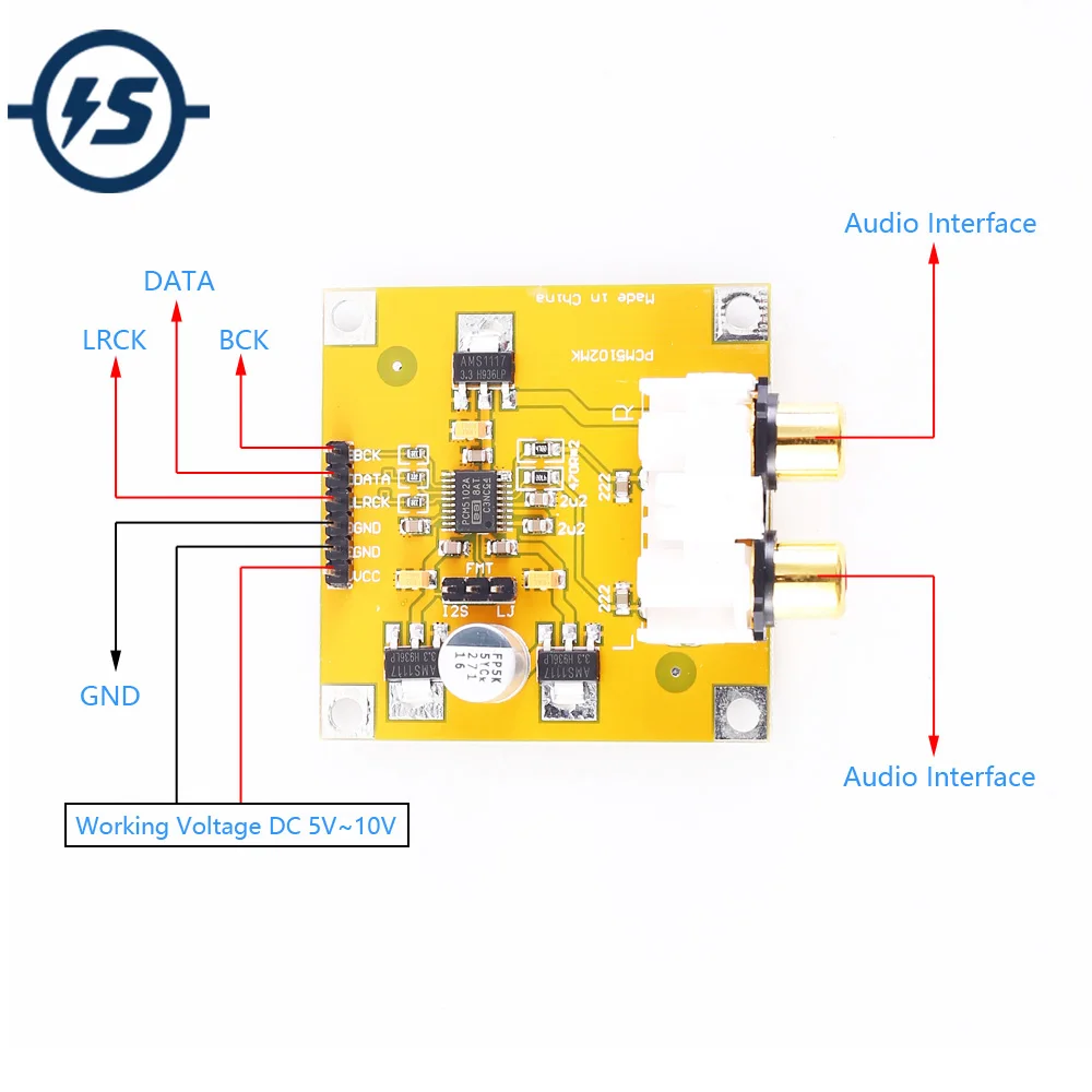 DC 5V PCM5102 DAC аудио декодер I2S воспроизведения голоса Модуль для Raspberry Pi красный