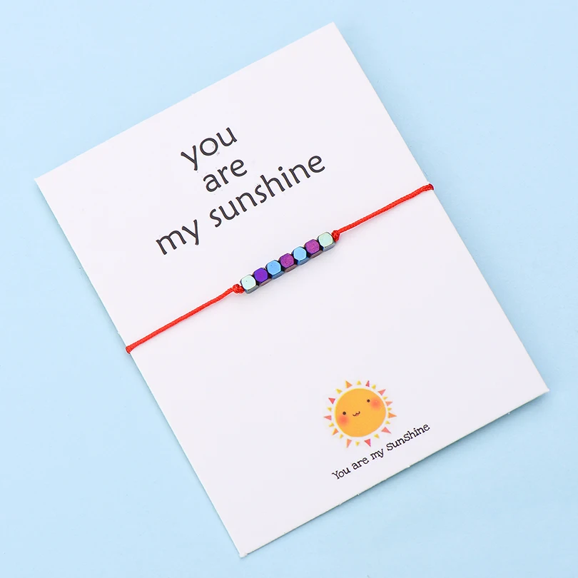 IYOE Wish Card You Are My Sunshine крошечные бусины браслеты с подвесками для женщин и мужчин геометрические бусины ручной работы красный браслет с нитью подарок