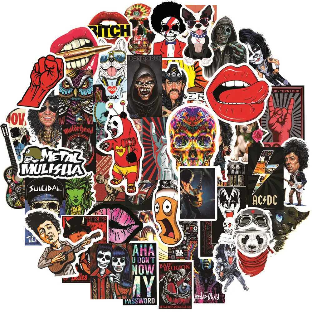 

10/50Pcs Rock character Luggage Stickers for Fans Gifts to DIY Laptop Phone Fridge Guitar Water Bottle Decor