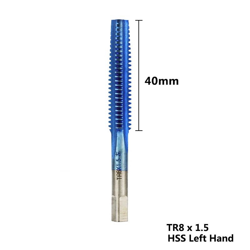 1PC TR8X1.5 Left 1 шт. HSS TR8-TR16mm для левосторонней машины винтовой кран с нано-синим покрытием, трапециевидный резьбовой кран для сверления металла, метрический винтовой кран, сверло - Цвет: 1PC TR8X1.5 Left
