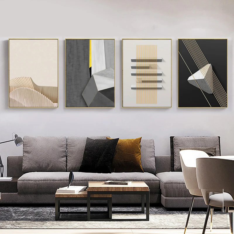 

Nordic Abstract Geometric Graphic Art Poster Print Canvas Painting Simple Modern Luxury Wall Picture for Living Room Home Decor