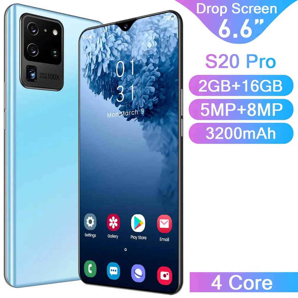 

S20 Pro 6.6 inch 2GB+16GB 3200mAh smartphone Water drop large screen ultra-thin eight-core fingerprint dual card dual standby