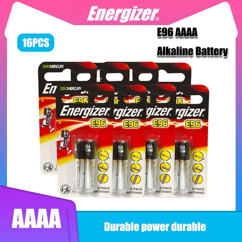 

16PCS Energizer AAAA Alkaline Battery LR61 AM6 1.5V Batteries E96 LR8D425 MN2500 MX2500 4A For Bluetooth Earphone Alarm Clock