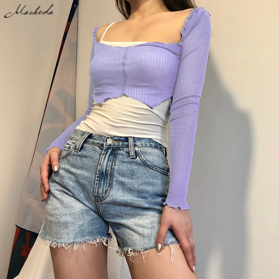 Модный комплект Macheda из 2 предметов однотонная облегающая футболка летняя