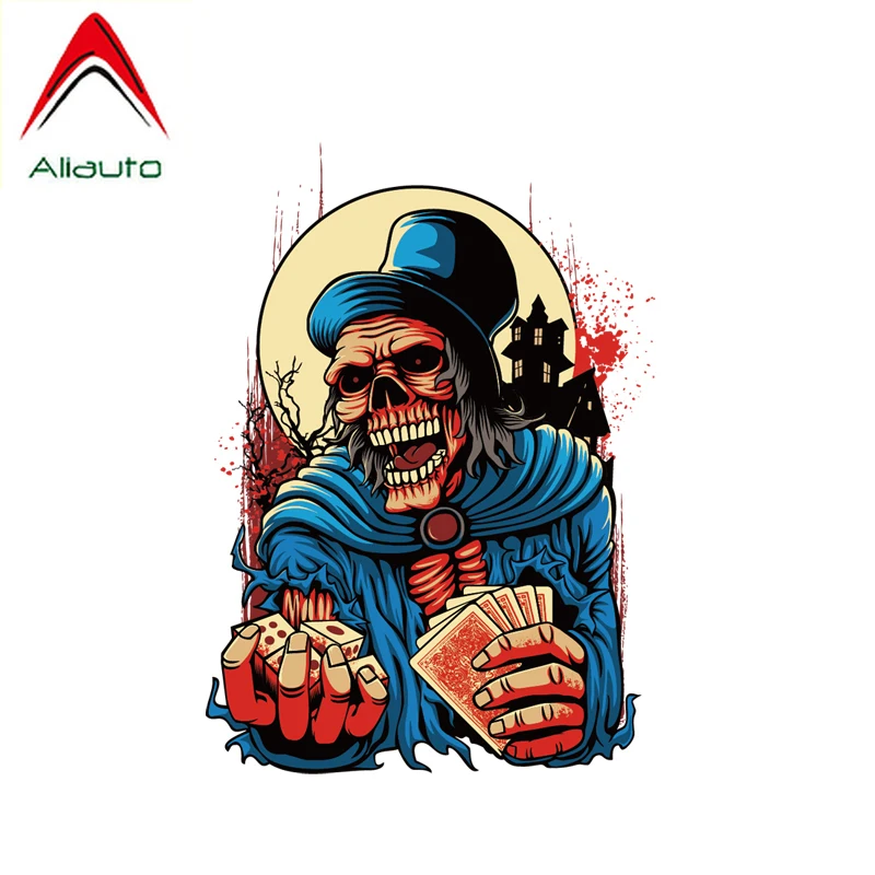 Забавная Автомобильная наклейка Aliauto украшение для Хэллоуина покерной игры