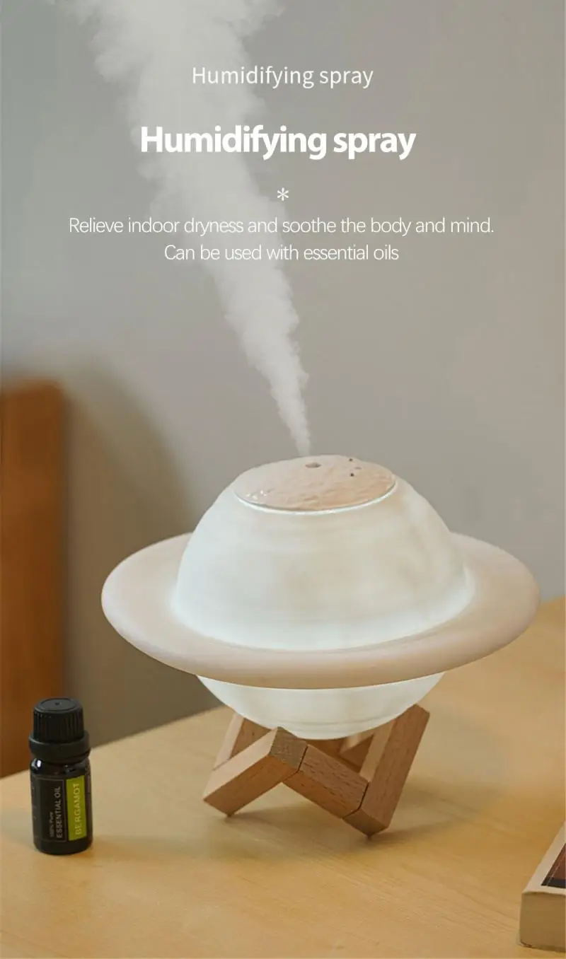 

Desktop Mini Air Humidifier Essential Oil Diffuser Small Planet USB Fogger Mist Maker With LED Night Lamp For Home Car Decor