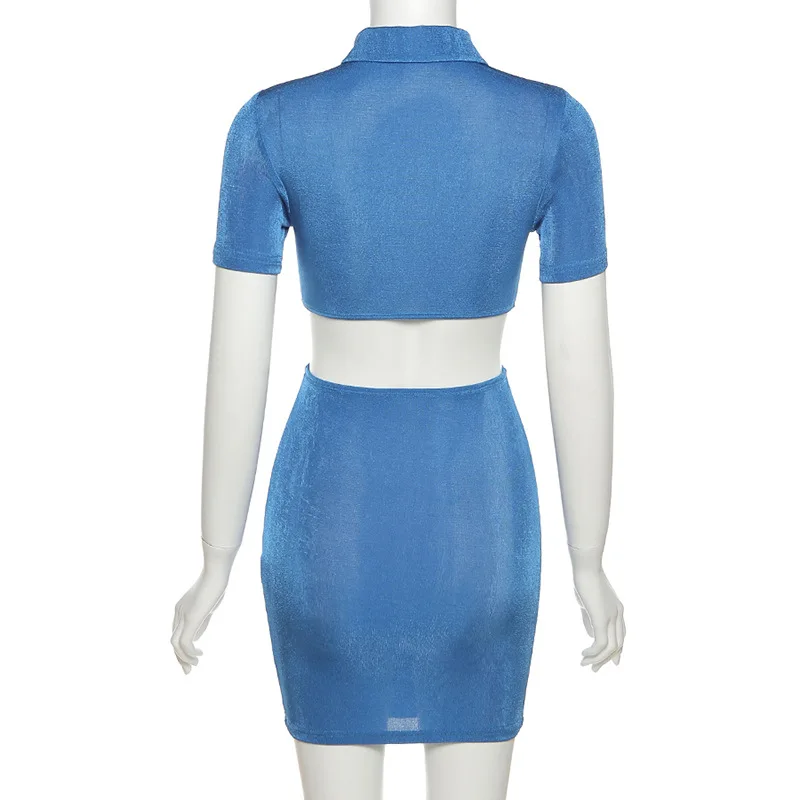 

Turn-Down Collar Button Blouse Dress Women Shorts Sleeve Mini Dresses Bodycon Sexy Hollow Out Backless Dress Streetwear Vestidos