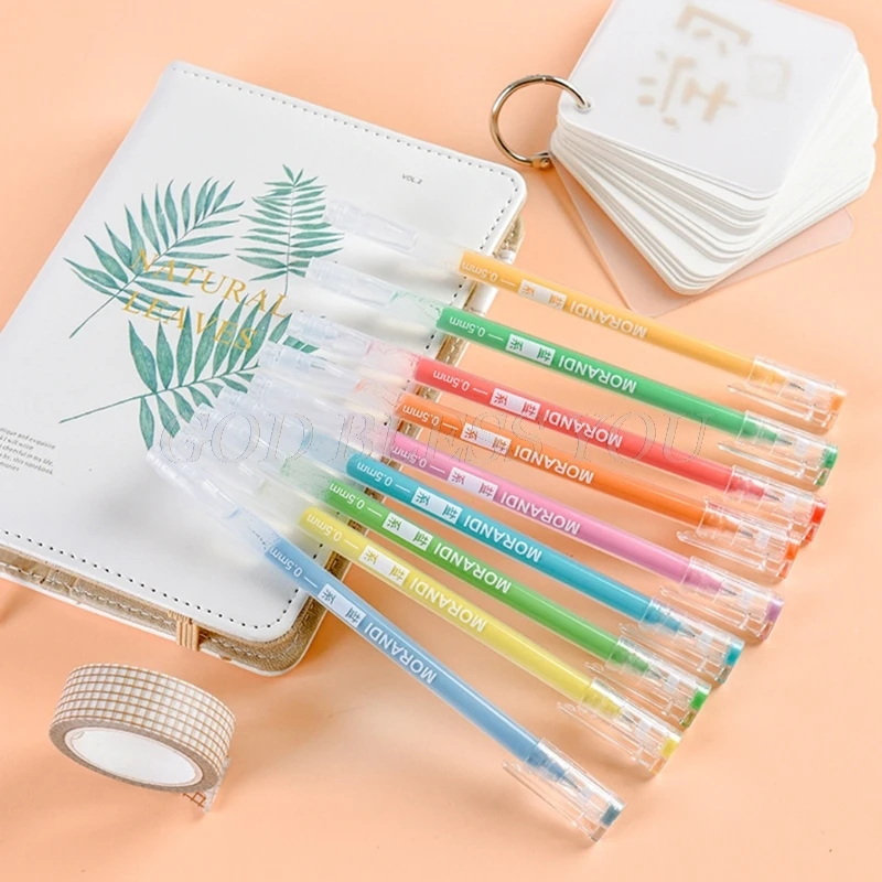 

9Pcs Morandi Gray Pens Multi Color Gel Ink Pens Vintage Marker Liner 0.5mm Ballpoint Stationery Gift Office School Drop Shipping