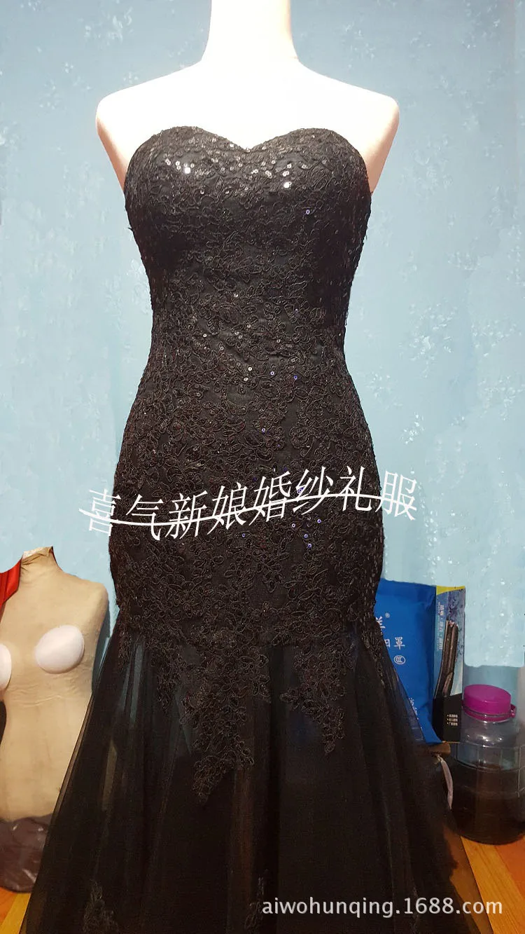 Женское шифоновое вечернее платье-русалка Элегантное Черное длинное платье с