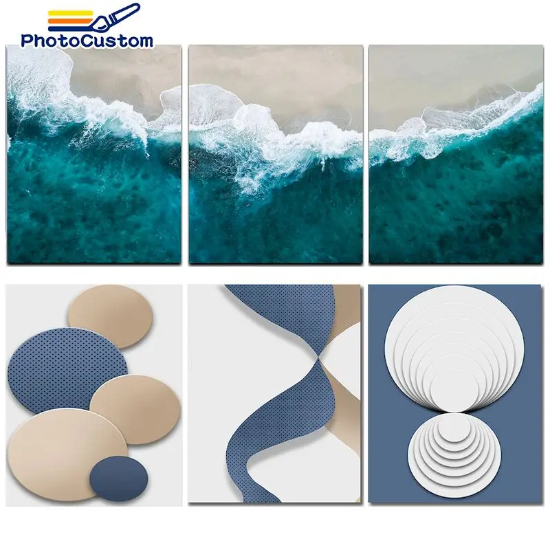 

PhotoCustom Paint By Number Seaside DIY Oil Painting By Numbers Pictures Kits Drawing Canvas HandPainted Gift Home Decor