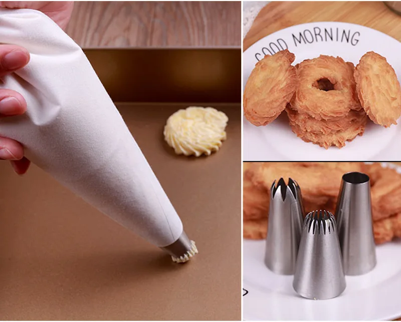 

SKTN 18Pcs/Set Silicone Kitchen Accessories Icing Piping Cream Pastry Bag 16 Stainless Steel Nozzle Set DIY Cake Decorating Tips