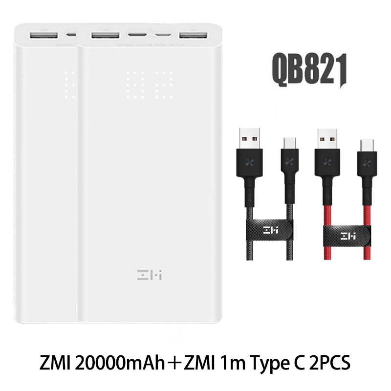 doble type Z mi power bank, power Bank, 20000 мА/ч, быстрая зарядка QC3.0, Xiao mi, батарея, двойной USB, 27 Вт, 20000 мА/ч, QB822, для iPhone, iPad, ноутбука - Цвет: doble type