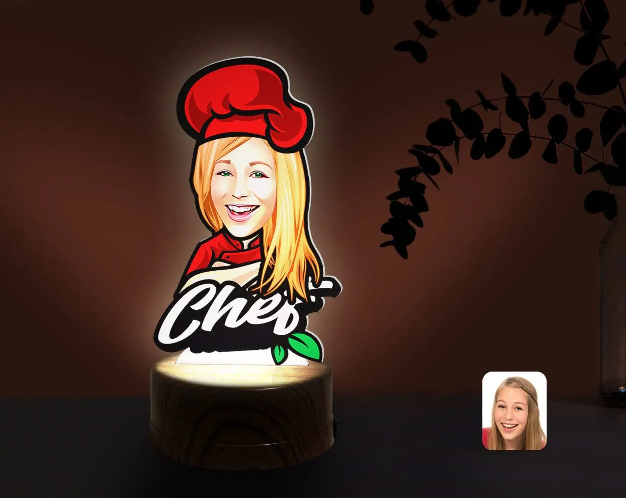 

Персонализированный женский шеф-повар, карикатура декоративных 3D безделушек, светодиодный ночник с подсветкой, надежный современный прост...